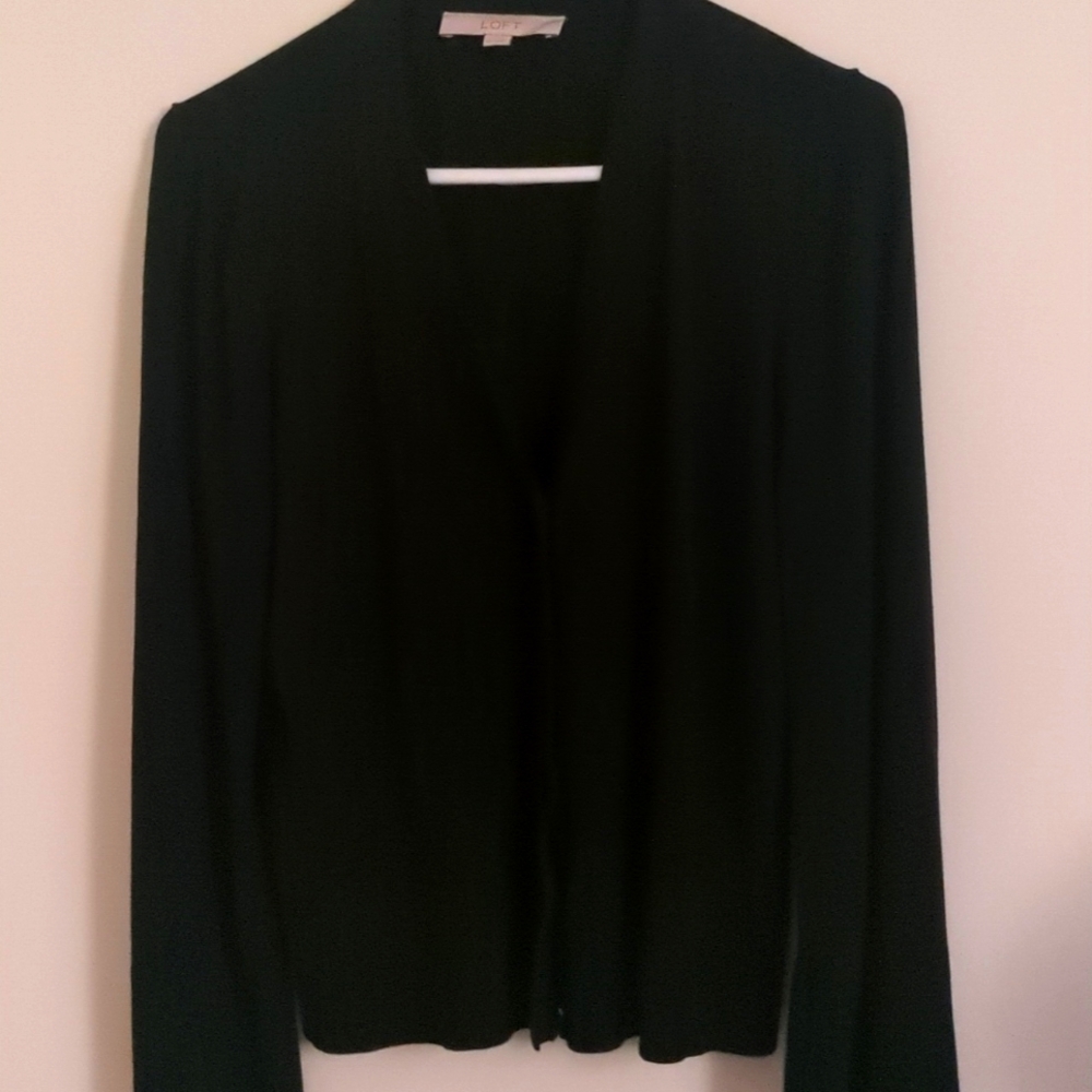 LOFT Black Cardigan Sweater Size M Button Down Front